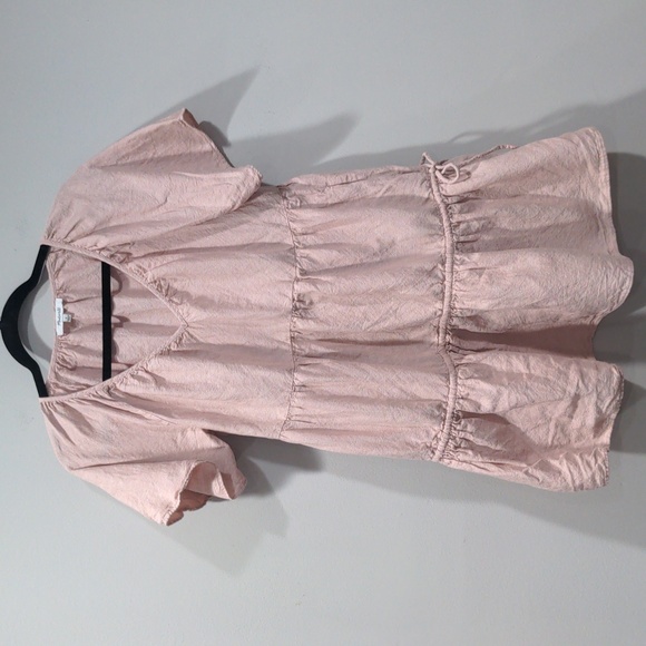 Madewell Dresses & Skirts - Madewell Linen Blend Lorelei Small Mini Dress Pink V-neck Tiered Summer Boho